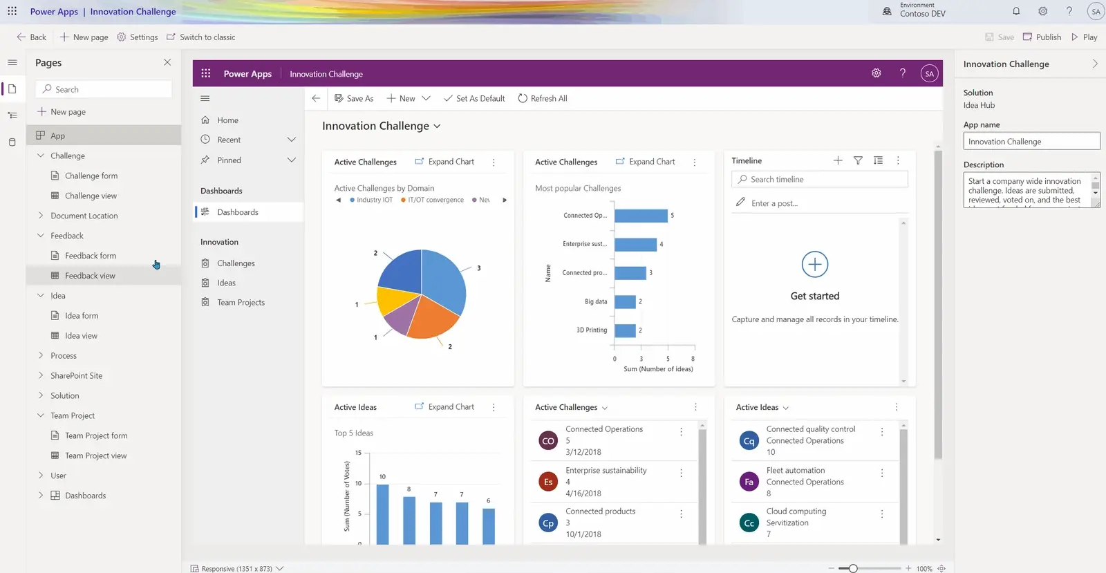 Microsoft Power Apps modern designer interface showing drag-and-drop canvas editing