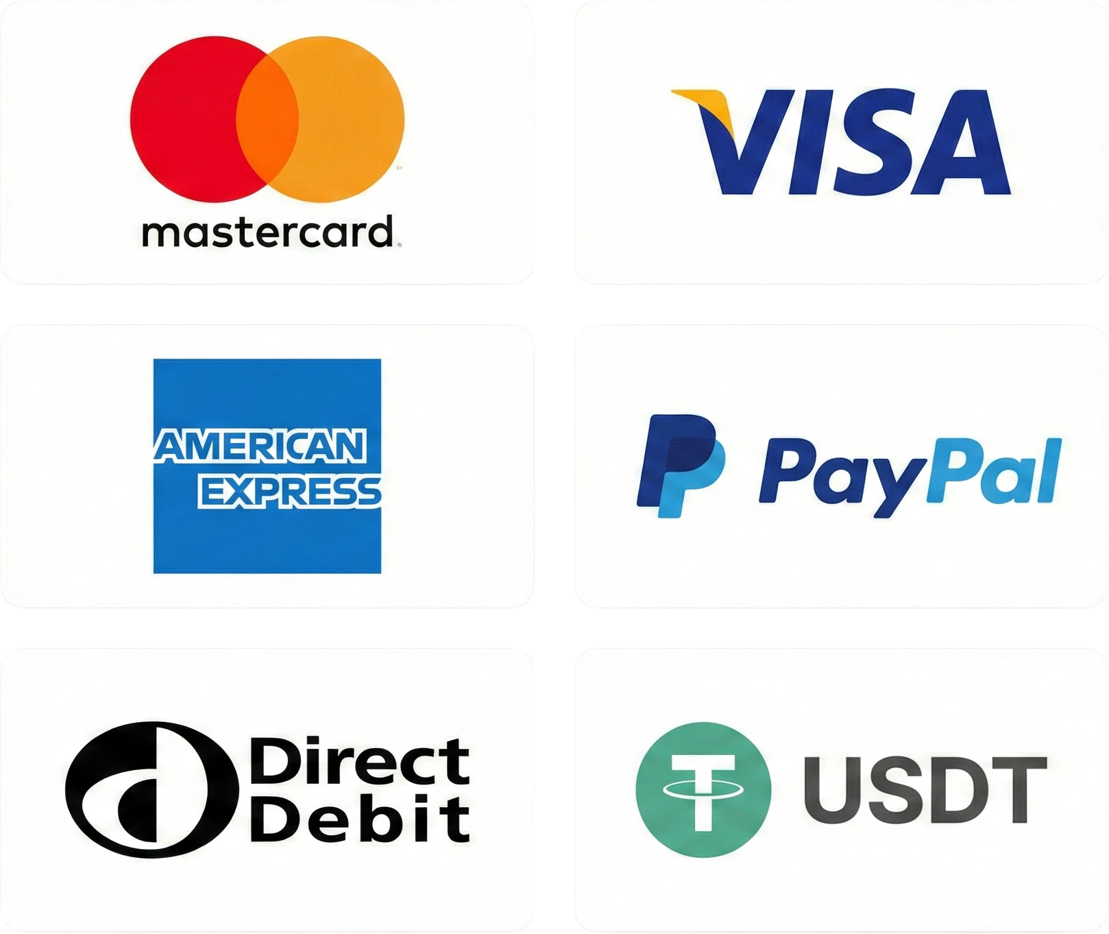 We accept Visa, Mastercard, American Express and more