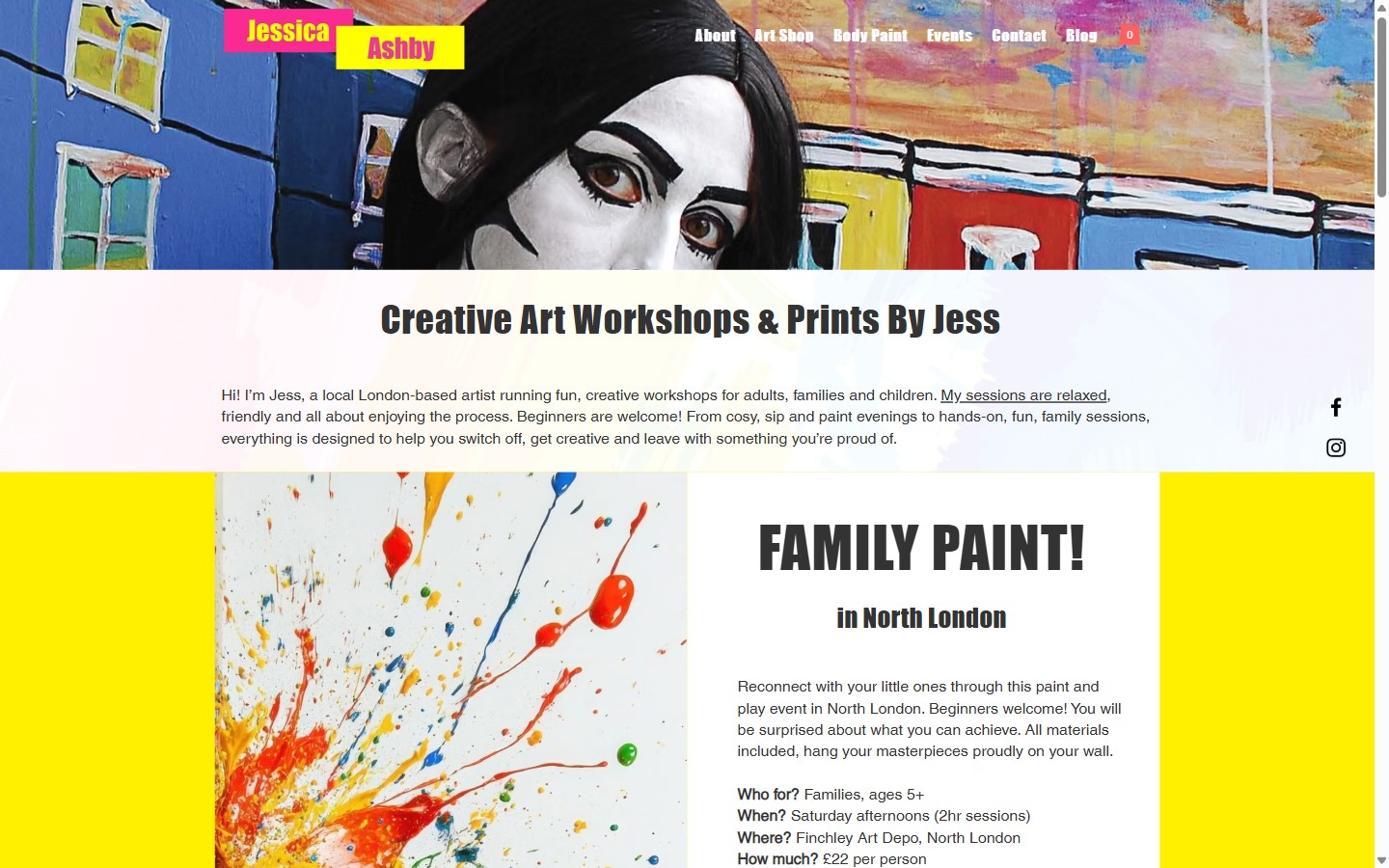 Jessica Ashby Art website homepage