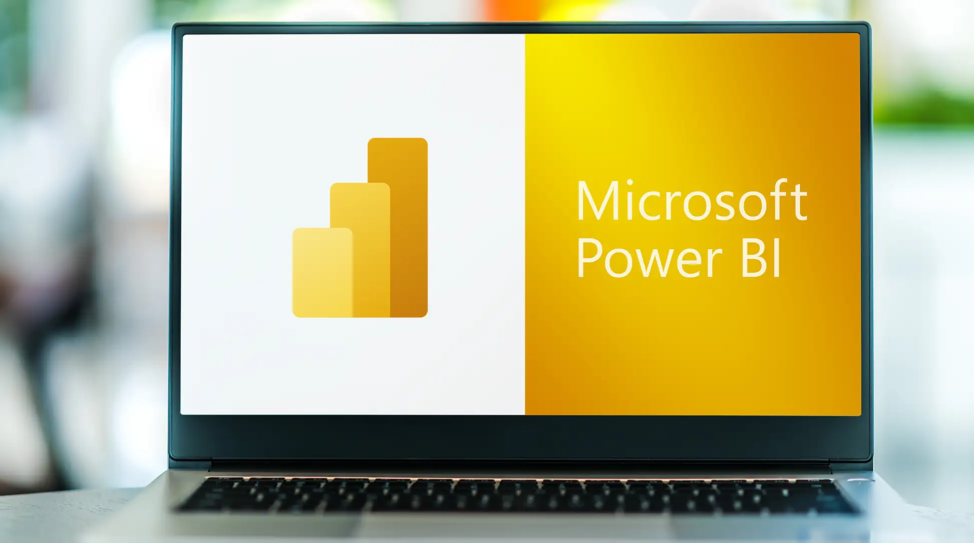 Power BI app displayed on laptop